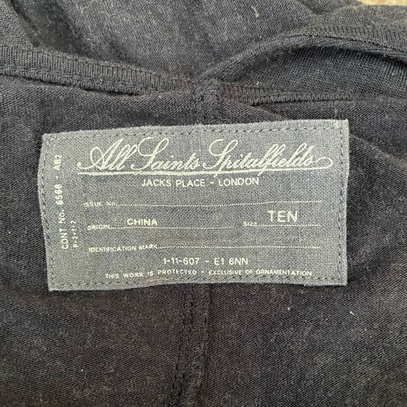 All Saints Spitalfields tunic length soft draped long sleeve shirt size 10 - Picture 5 of 5